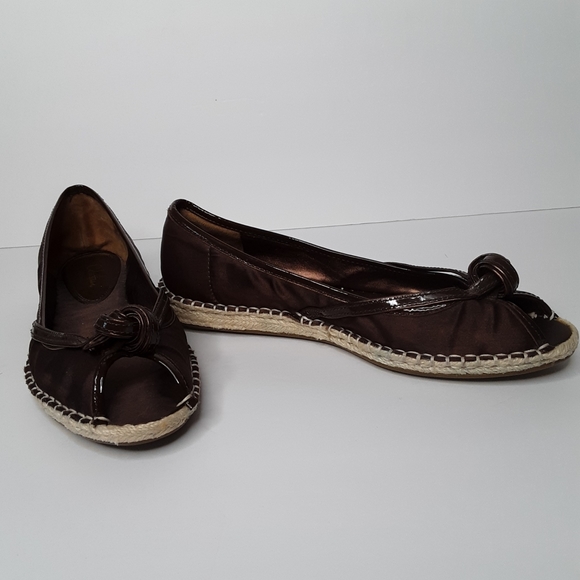 Cole Haan G Series brown peeptoe espadrille - Picture 1 of 8